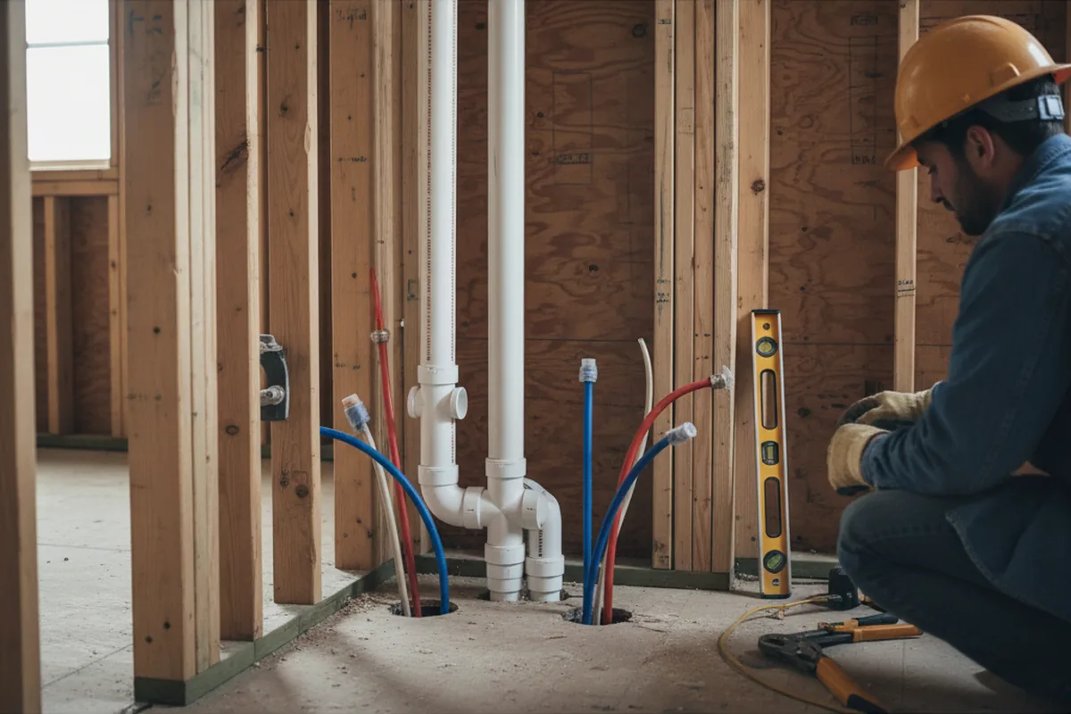 Drain and supply rough-in during Sump Pump Repair in Sneads