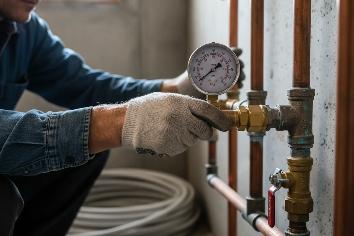 Pressure testing a repaired line during Water Line Repair in Sneads